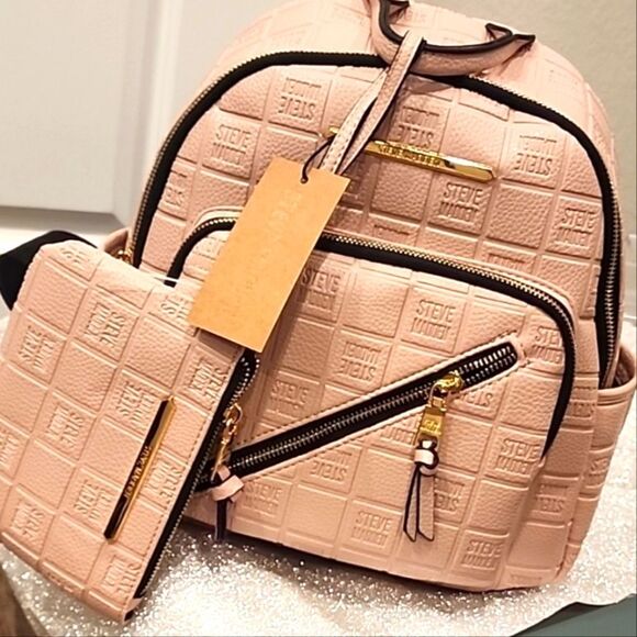 Steve Madden Balma Logo Zipper Backpack- Blush main image 11